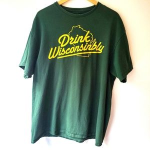 Drink Wisconsinbly Dark Green Graphic Tee XL